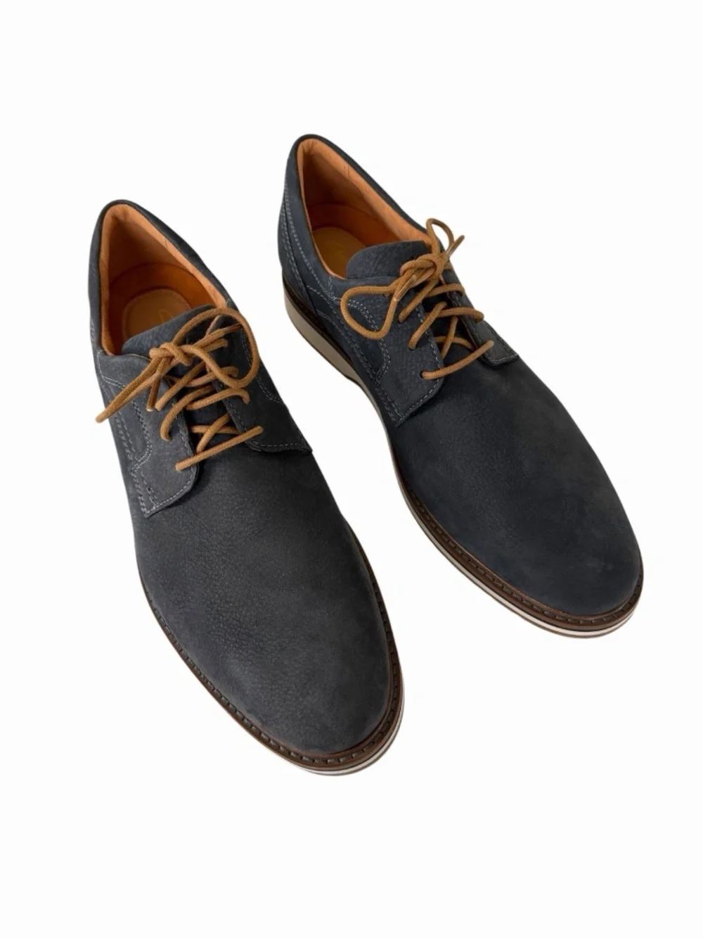 Clarks Mens Monahan Plain Navy Blue Nubuck Leather Casual Shoes 13M NWOB